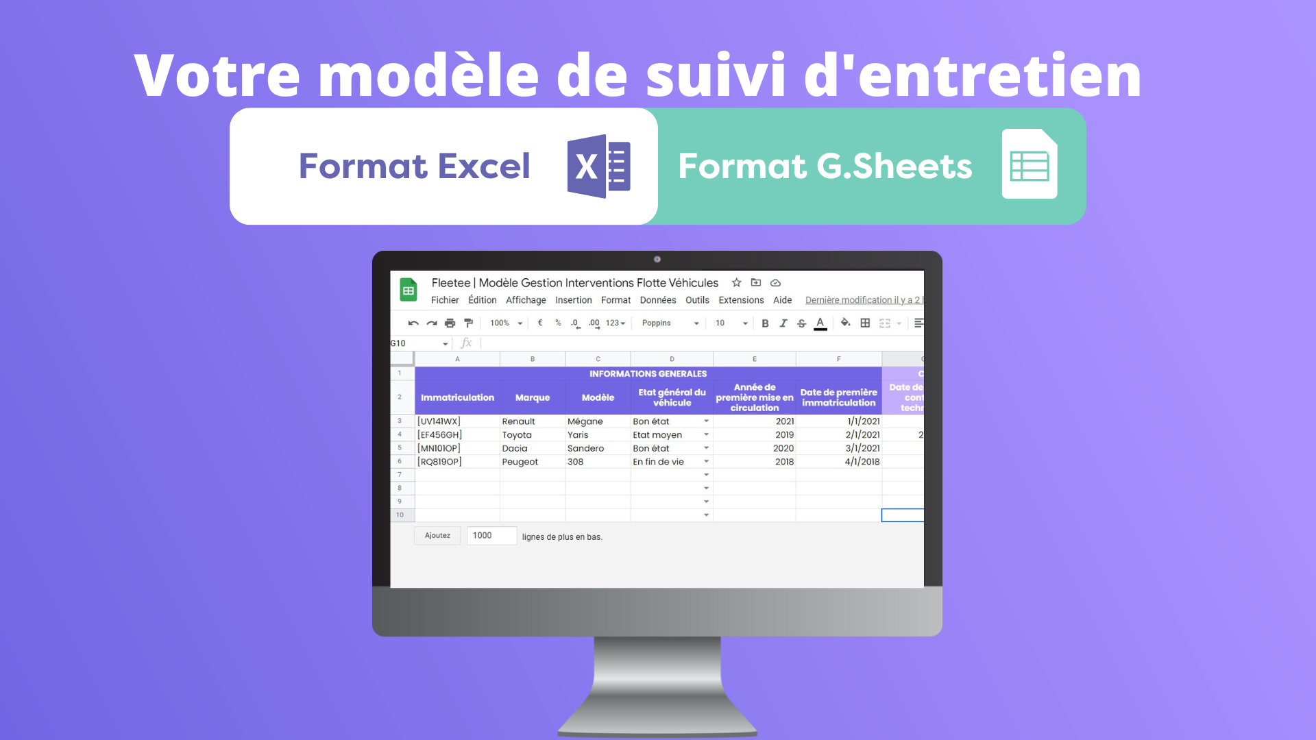 [modèle] Tableau De Suivi Dentretien De Parc Automobile Fleetee